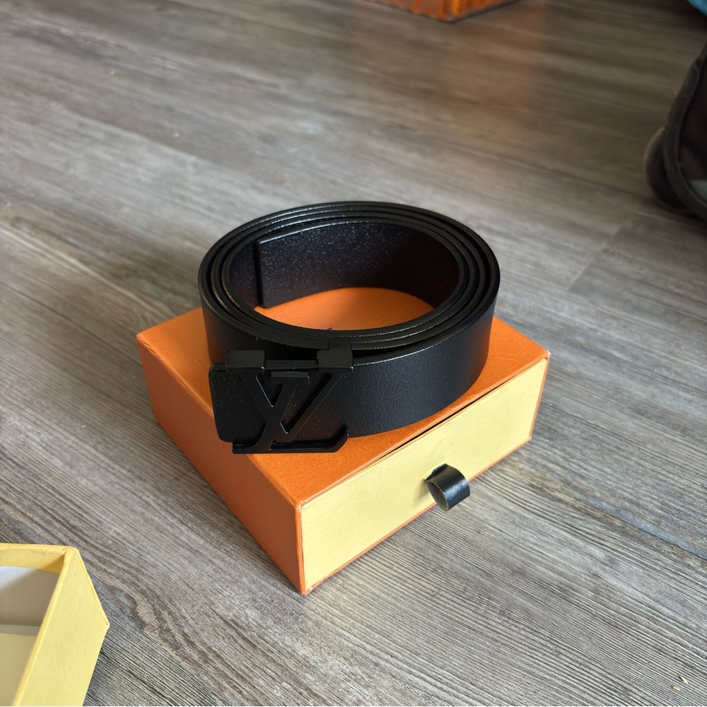 Black Leather Belt with Black Buckle